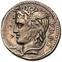 L. Cossutius C.f. Sabula, moneyer. AR Denarius minted at Rome, c. 74 BC