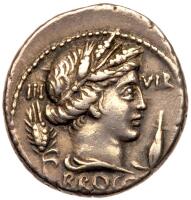 L. Furius Cn.f. Brocchus, moneyer. AR Denarius minted at Rome, c. 63 BC