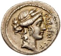C. Memmius C.f., moneyer. AR Denarius minted at Rome, c. 56 BC
