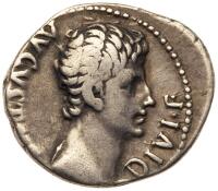 Augustus, 27 BC - AD 14. AR Denarius minted at Lugdunum, 11-10 BC