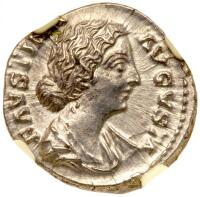 Faustina Junior, wife of Marcus Aurelius, AD 161-180. AR Denarius minted at Rome under Marcus Aurelius