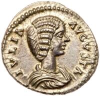 Julia Domna, wife of Septimius Severus, AD 193-211. AR Denarius minted at Laodicea ad Mare, c. AD 196-202