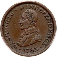 1783 Washington token. Large military bust