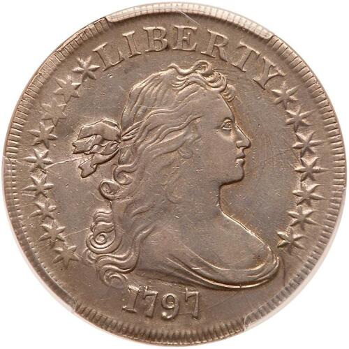 1797. Small Eagle. 9 stars left, 7 right, large letters. B-1; BB-73
