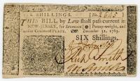 New Jersey. Dec. 31, 1763. Six Shillings