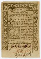 Rhode Island. May 1786. Twenty Shillings