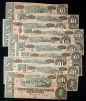Lot of Nine Consecutive T68 1864 $10 notes