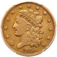 1836 $5 Classic Head