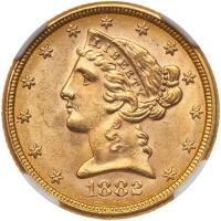 1882 $5 Liberty NGC MS63