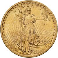 1908 $20 St. Gaudens. No Motto