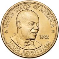 1982 1 oz Gold Louis Armstrong Gem Unc Medal