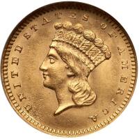 1862 $1 Gold Indian NGC MS62