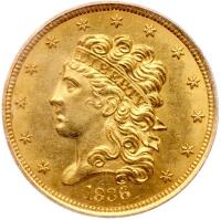 1836 $5 Classic Head