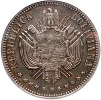 Bolivia. Silver Pattern "Un Boliviano", 1868