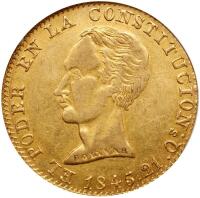 Ecuador-Republic. 8 Escudos, 1845-Quito MV