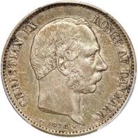 Denmark. 2 Kroner, 1876 HC/CS