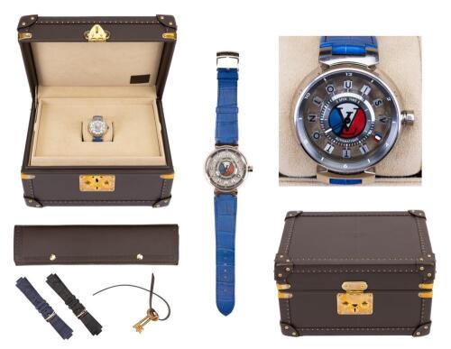 Important 10th Anniversary Men's Louis Vuitton Spin Time Air Automatic Watch in 18K White Gold with Large Watch Case and