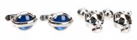 Cartier: Two Pair of Men's Sterling Silver Cufflinks. One with Jade another with Spinel. Both Pair Mint in Original Cart