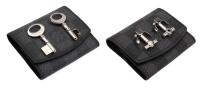 Louis Vuitton: Two Pair of Men's Cufflinks, Anchor Shaped and Key Shaped in Louis Vuitton Leatherette Pouches and Gift B