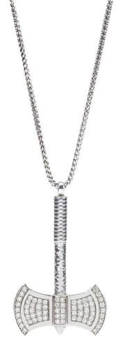 Jason of Beverly Hills: "Mjollnir" Pendant in 14K White Gold with 66 White Accent Diamonds
