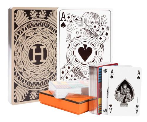 Herm&egrave;s Luxury: Bridge Set of Playing Cards, One Sealed. One Oversized Set of Playing Cards. Original Boxes.