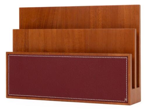 Herm&egrave;s Luxury: Letter, Desk Organizer in Solid Indonesian Mahogany and Taurillon Leather