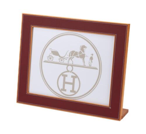 Herm&egrave;s Luxury: New In Box Large Pleiade Picture Frame of Peerless Quality in Solid Mahogany and Taurillon Leather with T