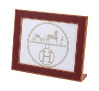 Herm&egrave;s Luxury: New In Box Large Pleiade Picture Frame of Peerless Quality in Solid Mahogany and Taurillon Leather with T