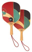 Herm&egrave;s Luxury: Paddle Ball Set Jeux D'Animaux in Red Black and Green. Cork Handles and Official Herm&egrave;s Bain Paris Rubber