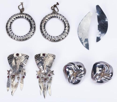 Four (4) Pair of Sterling Silver Earrings, Unusual and Beautifully Made