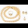 Beautiful Ensemble of Choice South Sea Golden Pearls and Accent Diamonds; Necklace, Ring, Earrings and Pendant