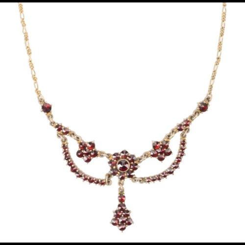 Extremely Appealing, Antique Gilt Silver and Garnet Necklace