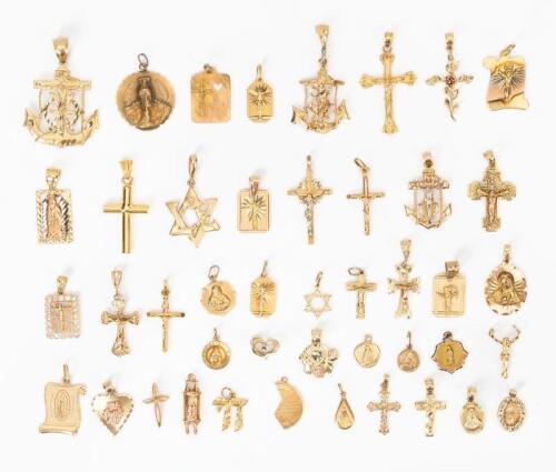 28+ Religious Themed Pendants in 14K Yellow Gold, Many Italian Made. Some Beautifully Crafted Pieces Here