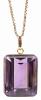 Stunning Amethyst Asher Cut Pendant in Heavy 14K Yellow Gold Bezel with 14K Yellow Gold Box Chain