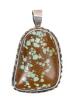 Rare and Large Turquoise Cabochon Pendant in Sterling Silver by James Shay, Navajo Artist from the #8 Mine in Nevada
