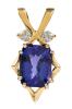 Exceptional Ladies 14K Yellow Gold pendant with a 6.28 Carat Oval Tanzanite Accented with Two (2) 10 pt. Diamonds - 4