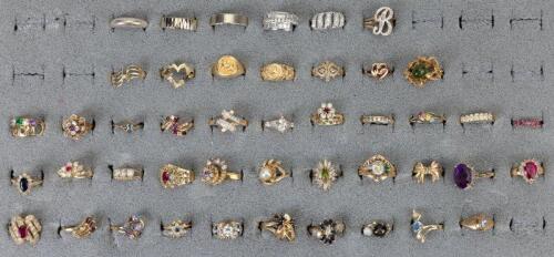 30 14K Gold Rings Plus 16 10K Rings. No Authentic Diamonds