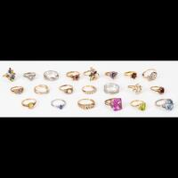 Twenty-One (21) Rings all in 10K Yellow or White Gold some with Semi-Precious Stones Including Opals, Topaz, Garnets and