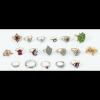 Collection of 16 10K Gold Rings with an Assortment of Precious and Semi-Precious Stones Including Diamonds, Rubies and P