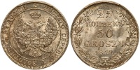 Russia (under Poland). 25 Kopecks / 50 Groszy, 1847-MW. PCGS graded MS63