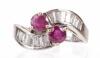 Ladies Diamond and Ruby Ring in 14K White Gold - 2