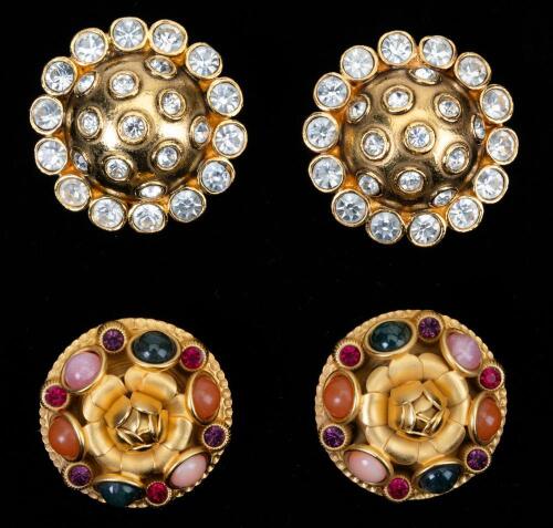 Chanel Costume Jewelry: Early 1980s Sputnik Diamante Style Earrings with plus a Pair of Natasha Stambouli Costume Floral Earring