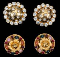Chanel Costume Jewelry: Early 1980s Sputnik Diamante Style Earrings with plus a Pair of Natasha Stambouli Costume Floral Earring