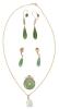 Two Pair of 14K Yellow Gold and Jade Earrings, One 14K Yellow Gold Chain with a Happy Buddha Pendant and one Round Jade