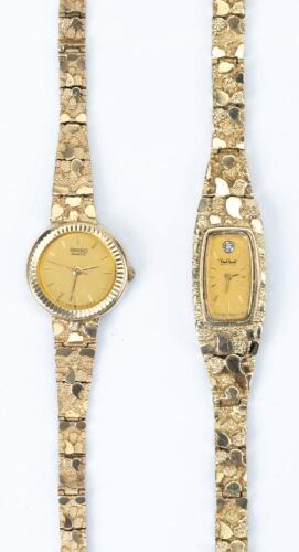 Two (2) Ladies Watches One Geneve, One Seiko in 10K Yellow Gold Link Watch Bands