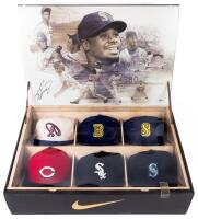 Nike Ken Griffey Jr Limited Edition Hat Collection Display with Bold Authentic Autograph Inside Box Lid.