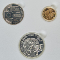 Golda Meir Set of Gold, Silver and Copper-Nickel Euro Coin-Medals