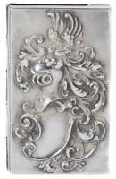 Silver Business Card Holder with Winged Knight Helmet and Foliate Scrollwork