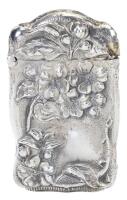 Sterling Silver Matchstick Holder with Floral Repouss&Atilde;&copy; and Integrated Striker