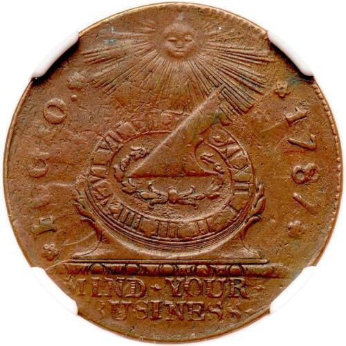 1787 Fugio Cent. Pointed rays, cinquefoils. 'STATES UNITED'